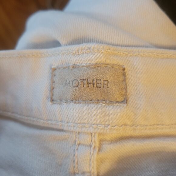 Mother The Mid Rise Smokin' Double Flood Size 32 Cream Cropped Designer Demin - Picture 8 of 15